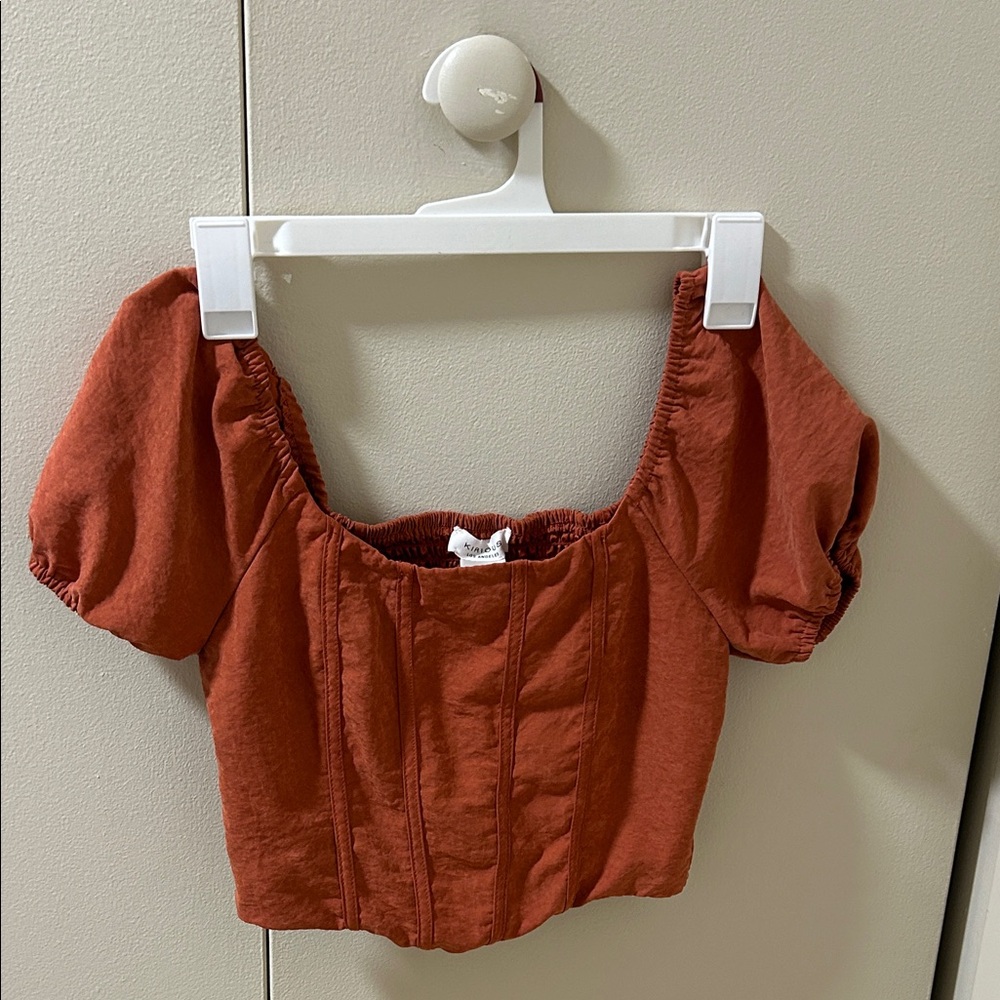 Terracotta Puff Sleeve Blouse